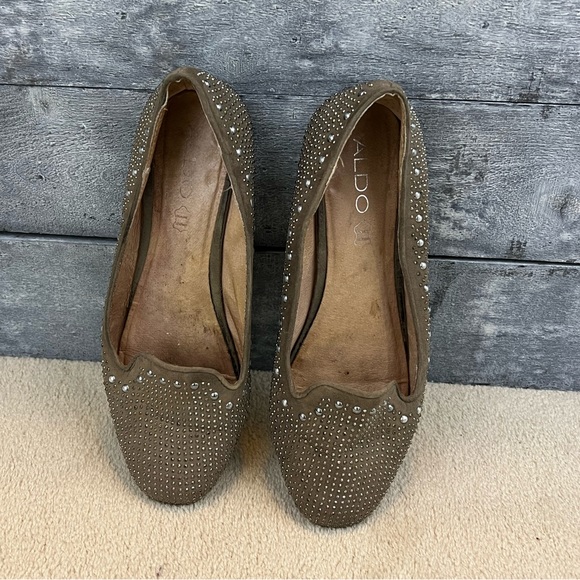 Aldo Taupe Sparkle Loafers - Picture 2 of 5